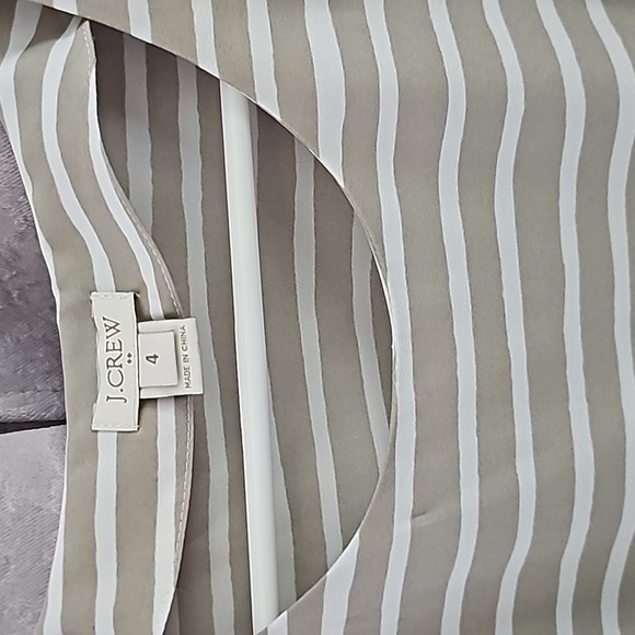 J. Crew Taupe & White Cross Back Tank, Size 4 - Picture 5 of 6